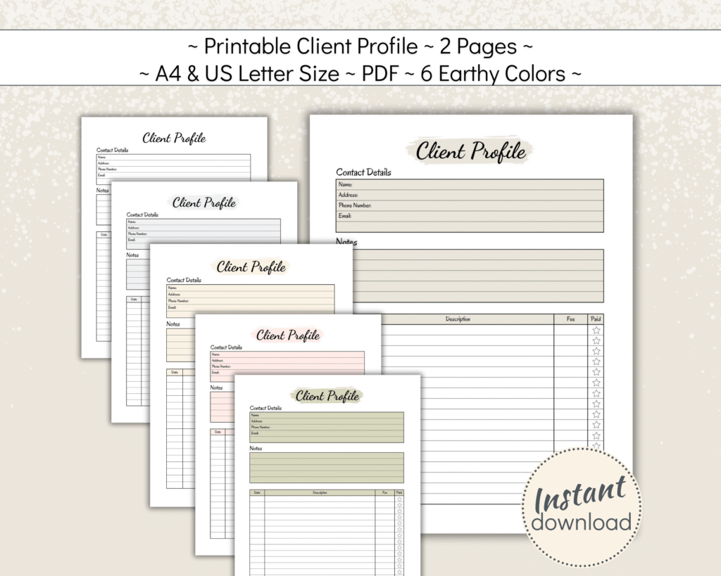 printable client profile