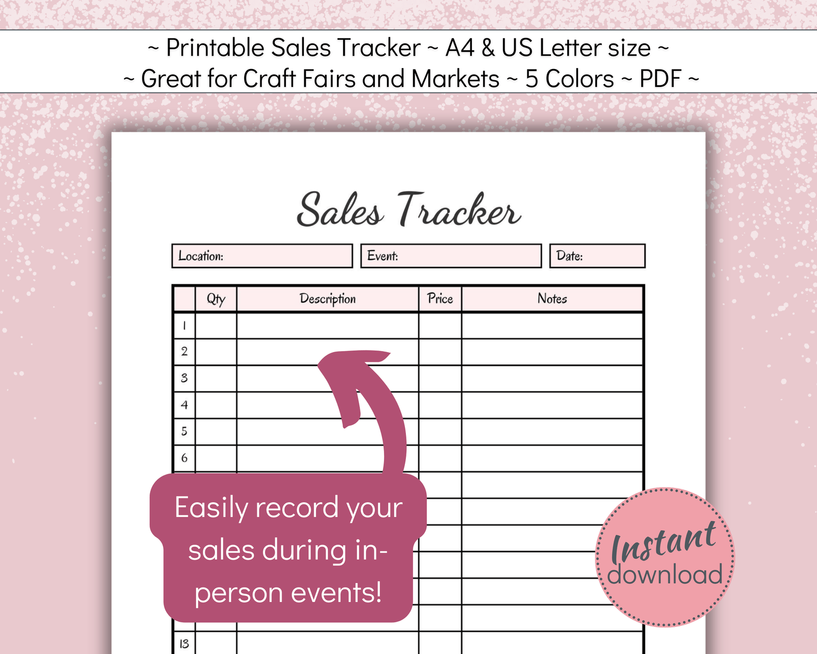 Printable Sales Tracker for Small Business