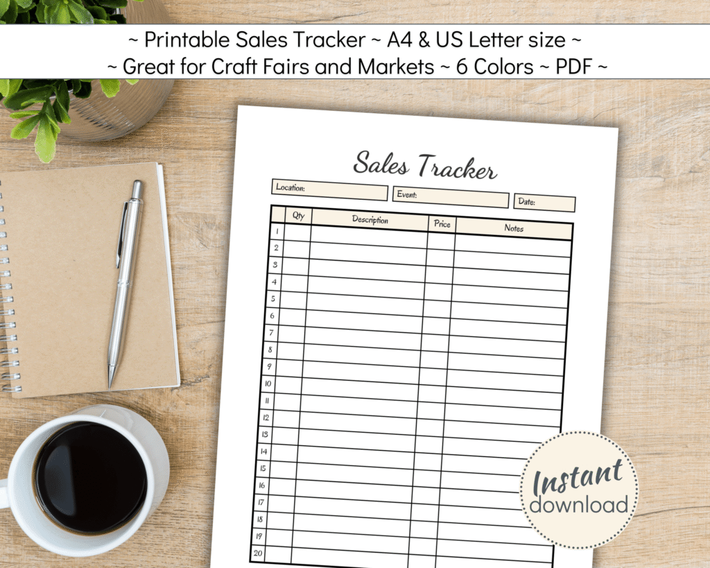 Printable Sales Tracker for Small Business