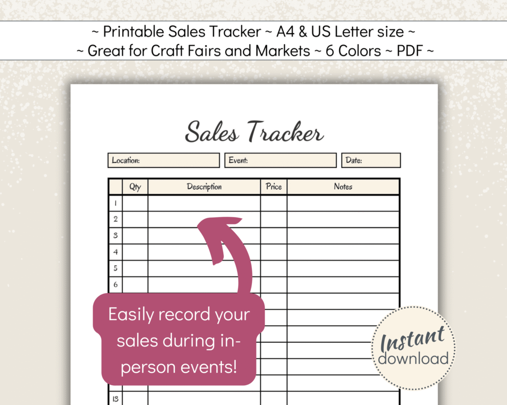 Printable Sales Log for Small Business