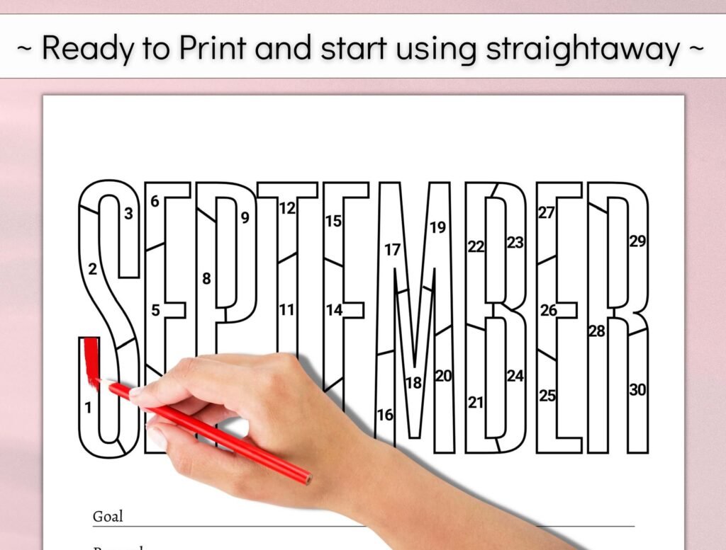 printable goal setting coloring challenge tracker bundle
