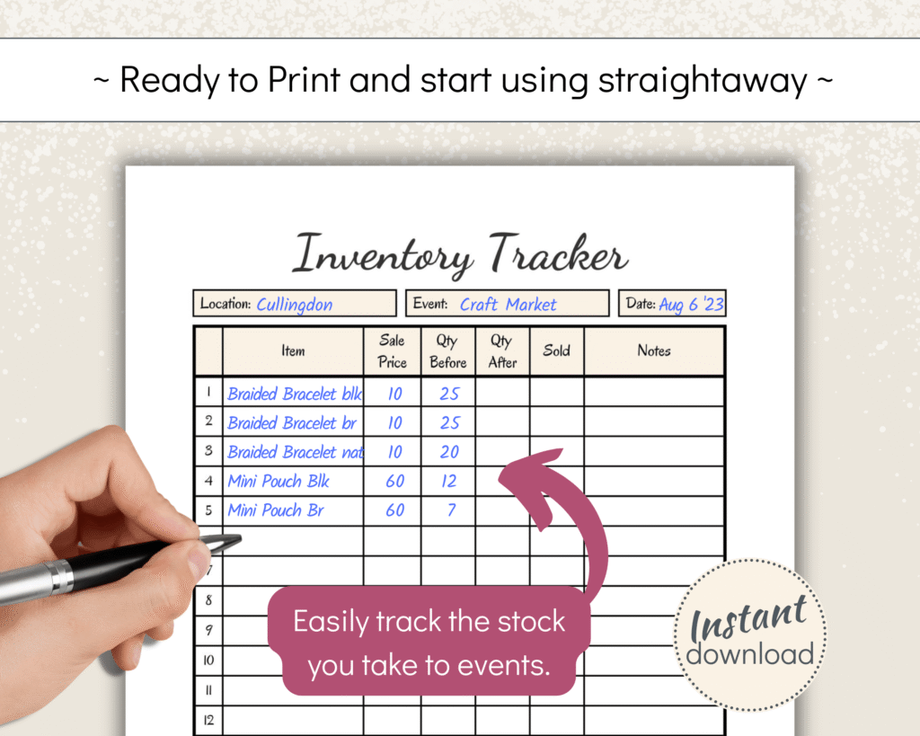 Craft Fair Bundle incl inventory tracker for markets and in-person events
