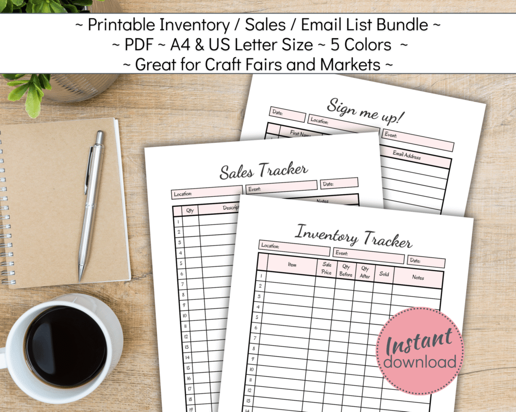 Craft Fair Bundle incl sales tracker, inventory tracker and email sign up list