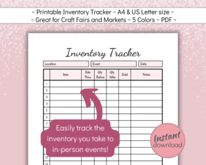 Printable Inventory Tracker for small handmade business