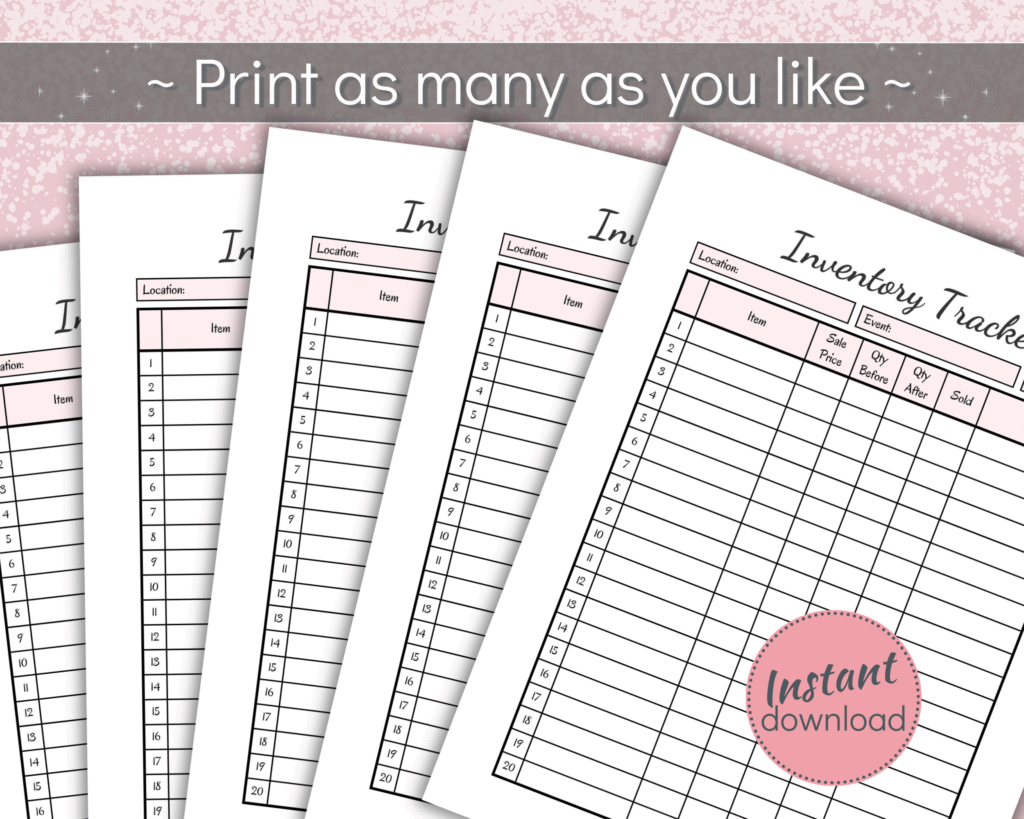 Printable Stock Tracker for small craft business