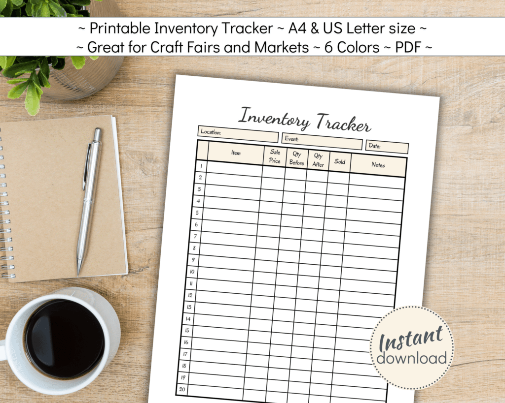 Printable Inventory Tracker for small craft business