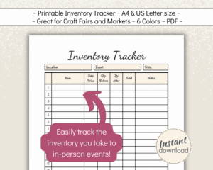 Printable Stock Tracker for small craft business