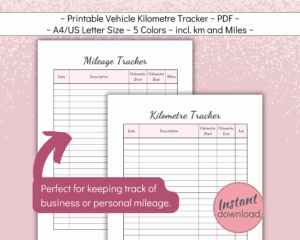 Printable Kilometre and mileage Tracker