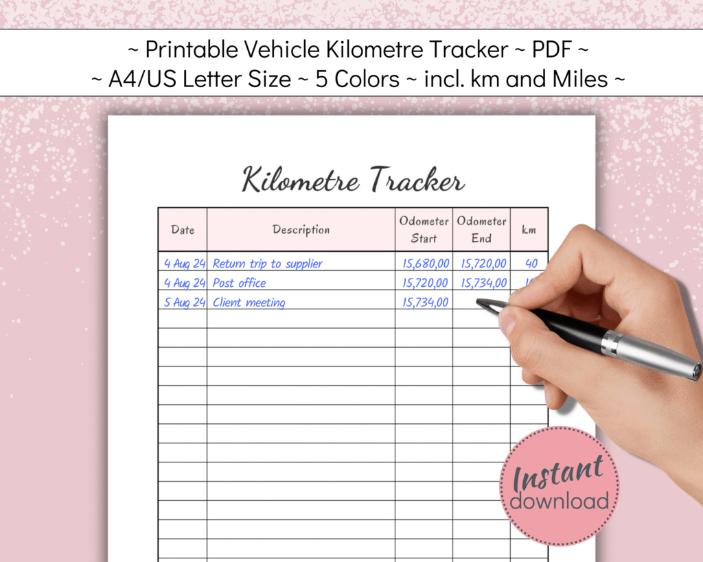 Printable Kilometre Logbook