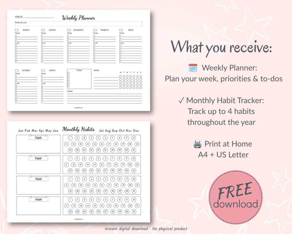 free planner and habit tracker gift from mystaprints