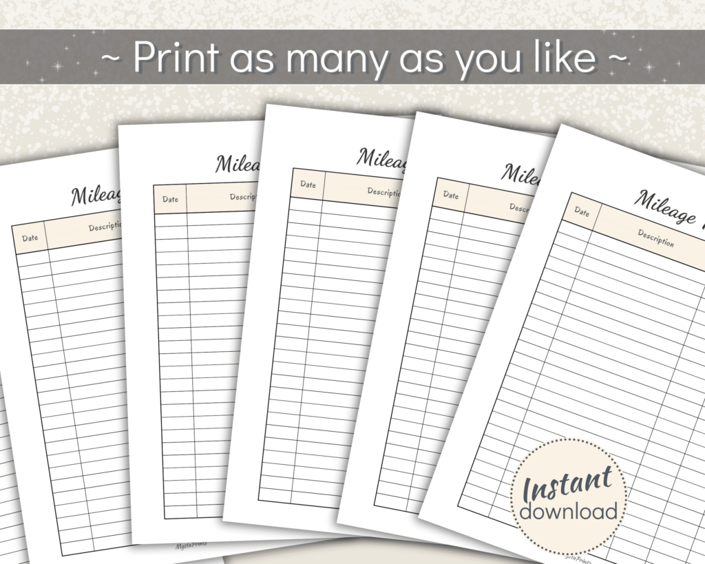 Printable odometer Logbook